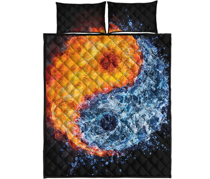 Fire And Water Yin Yang Print Quilt Bed Set