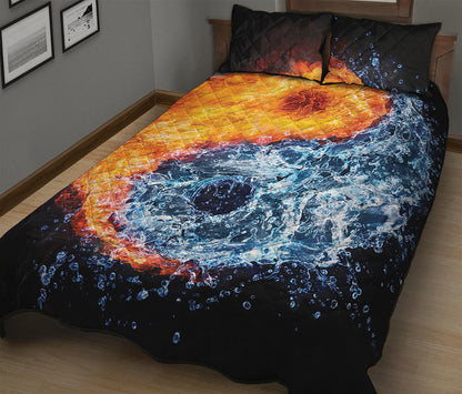 Fire And Water Yin Yang Print Quilt Bed Set