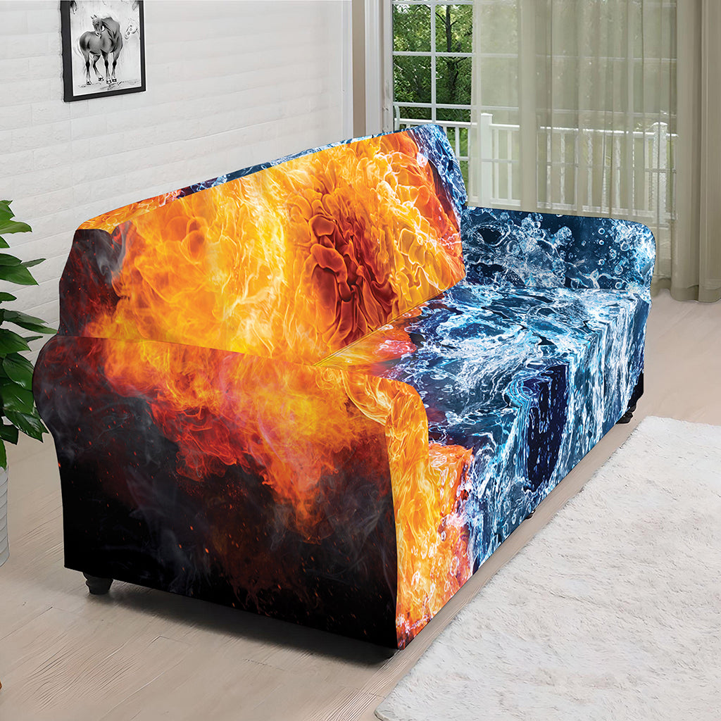 Fire And Water Yin Yang Print Sofa Cover