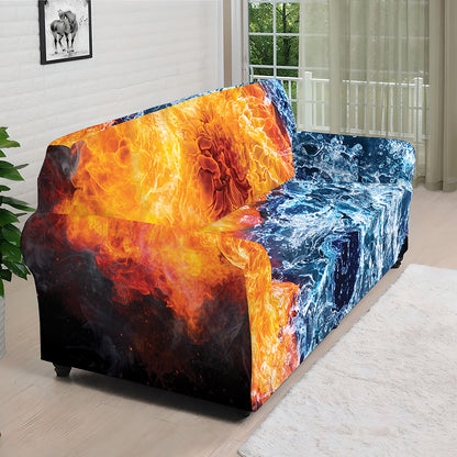 Fire And Water Yin Yang Print Sofa Cover