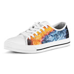 Fire And Water Yin Yang Print White Low Top Shoes