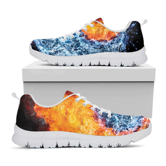 Fire And Water Yin Yang Print White Sneakers