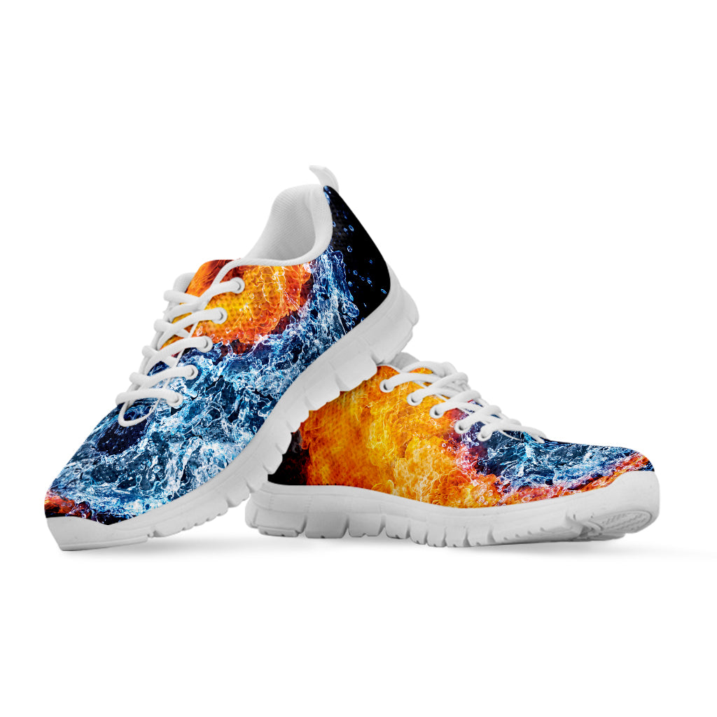 Fire And Water Yin Yang Print White Sneakers