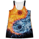 Fire And Water Yin Yang Print Women's Racerback Tank Top