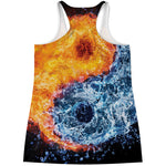 Fire And Water Yin Yang Print Women's Racerback Tank Top