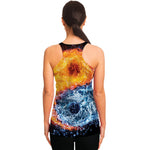 Fire And Water Yin Yang Print Women's Racerback Tank Top