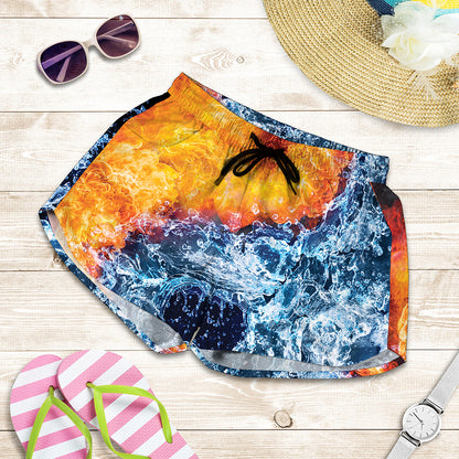 Fire And Water Yin Yang Print Women's Shorts