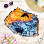 Fire And Water Yin Yang Print Women's Shorts