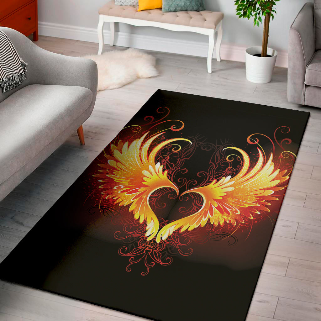 Fire Angel Wings Print Area Rug
