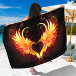 Fire Angel Wings Print Beach Sarong Wrap