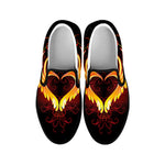 Fire Angel Wings Print Black Slip On Shoes