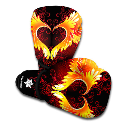 Fire Angel Wings Print Boxing Gloves