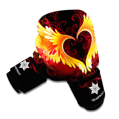 Fire Angel Wings Print Boxing Gloves