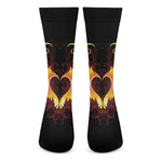 Fire Angel Wings Print Crew Socks