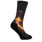 Fire Angel Wings Print Crew Socks