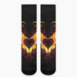 Fire Angel Wings Print Crew Socks