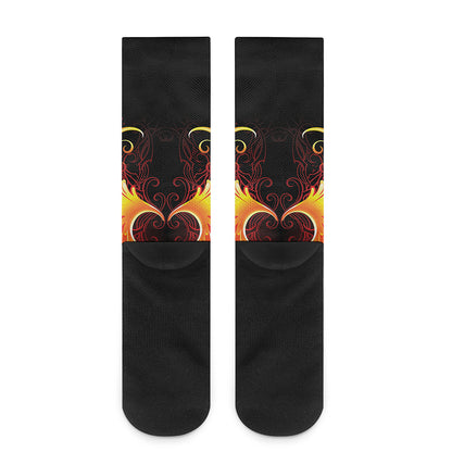 Fire Angel Wings Print Crew Socks
