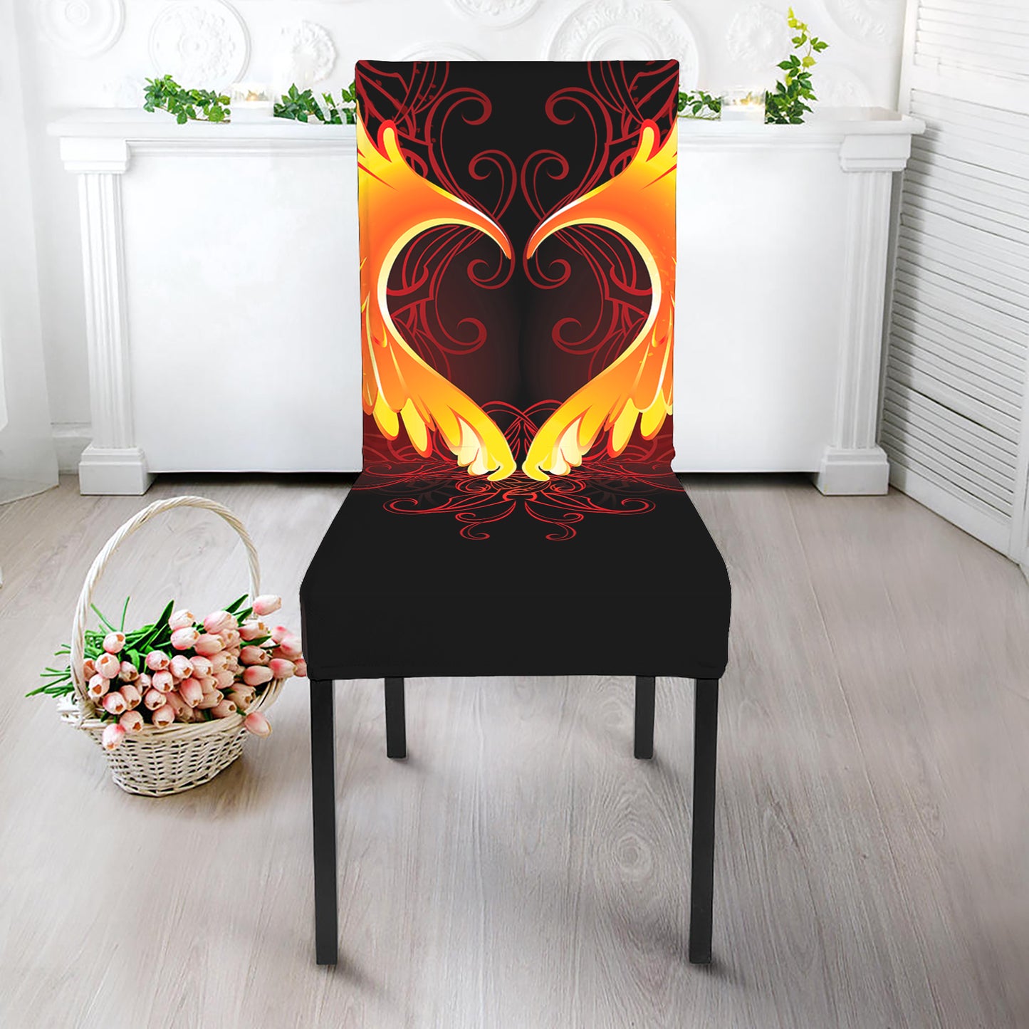 Fire Angel Wings Print Dining Chair Slipcover
