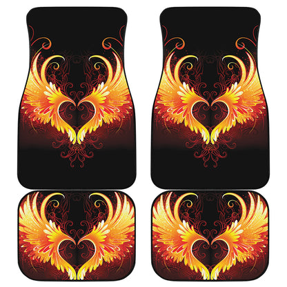 Fire Angel Wings Print Front and Back Car Floor Mats