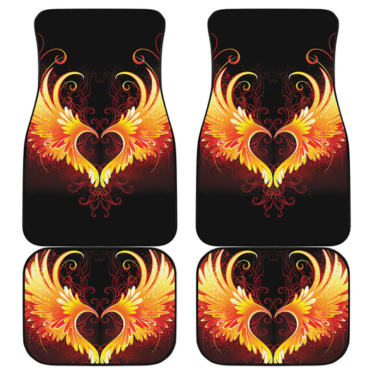 Fire Angel Wings Print Front and Back Car Floor Mats