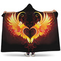 Fire Angel Wings Print Hooded Blanket