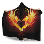 Fire Angel Wings Print Hooded Blanket