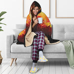 Fire Angel Wings Print Hooded Blanket