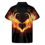 Fire Angel Wings Print Men's Short Sleeve Shirt