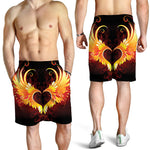 Fire Angel Wings Print Men's Shorts