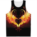 Fire Angel Wings Print Men's Tank Top
