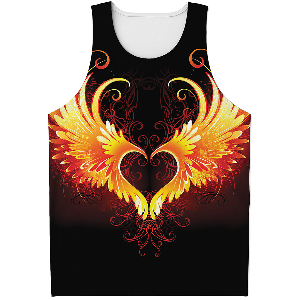 Fire Angel Wings Print Men's Tank Top