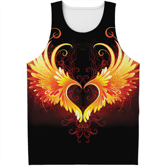 Fire Angel Wings Print Men's Tank Top
