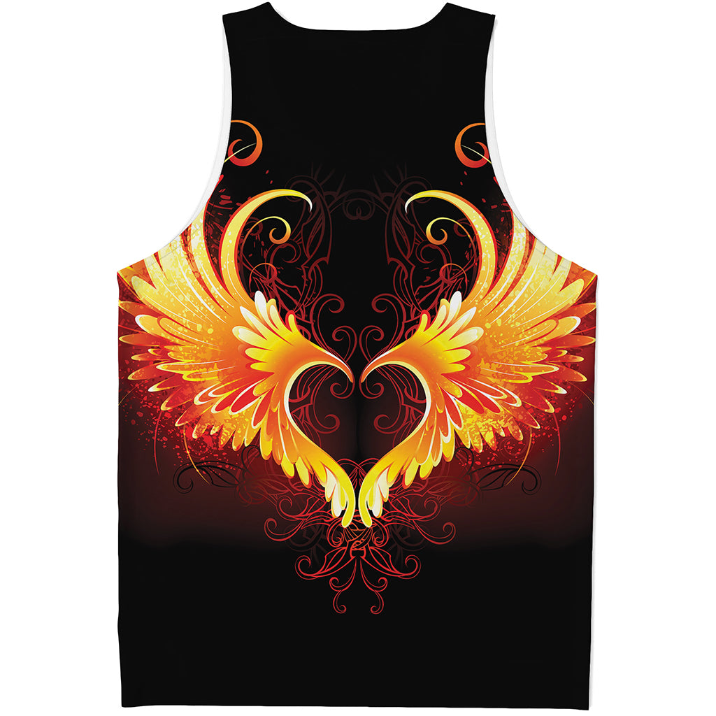 Fire Angel Wings Print Men's Tank Top
