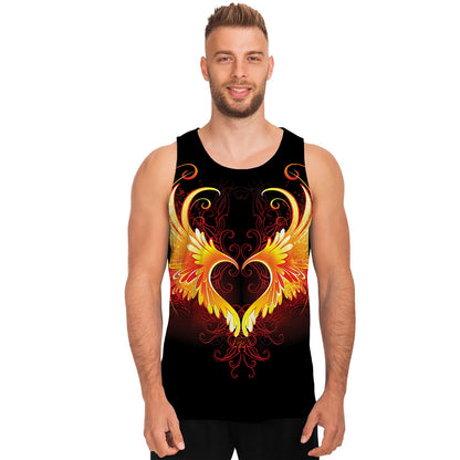 Fire Angel Wings Print Men's Tank Top