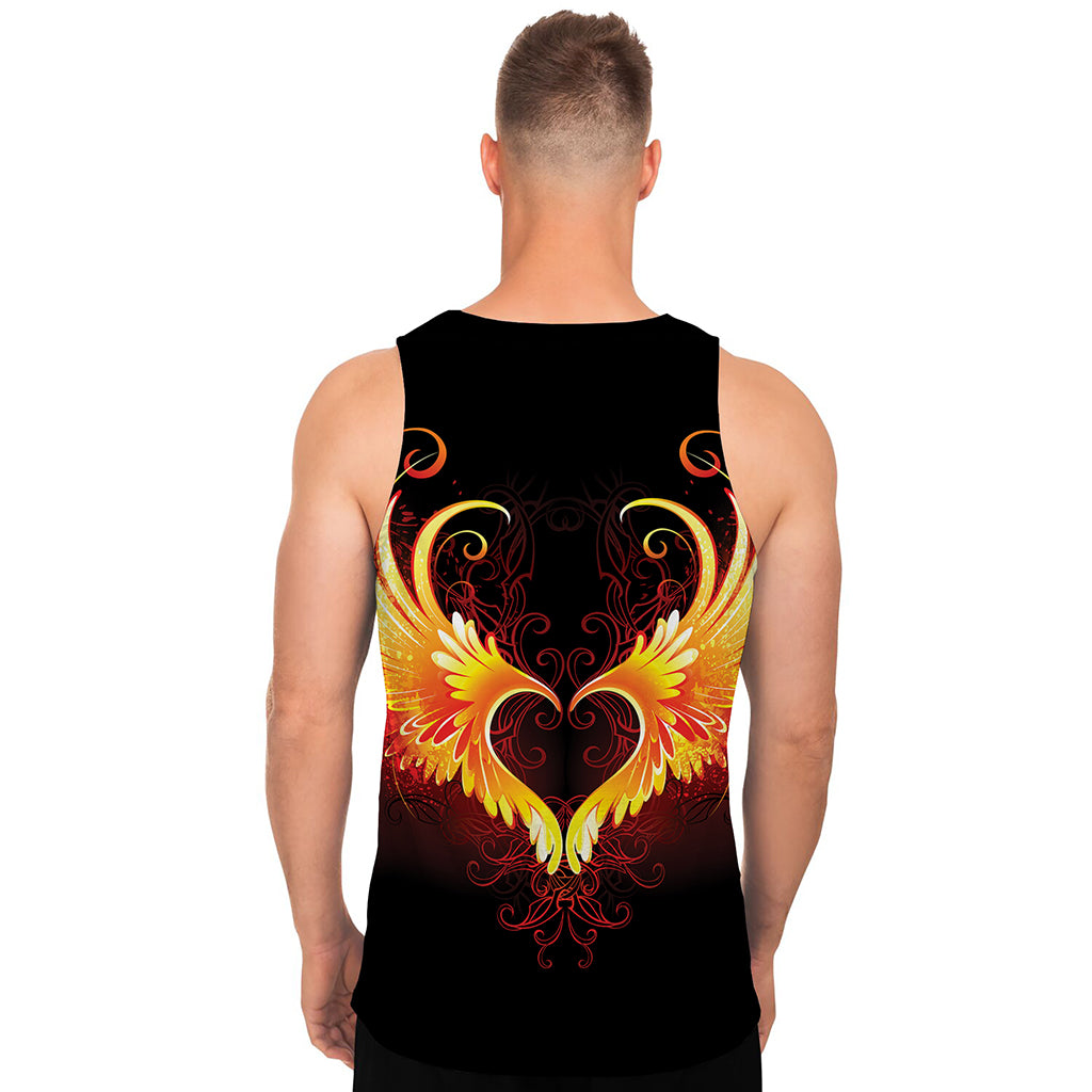Fire Angel Wings Print Men's Tank Top