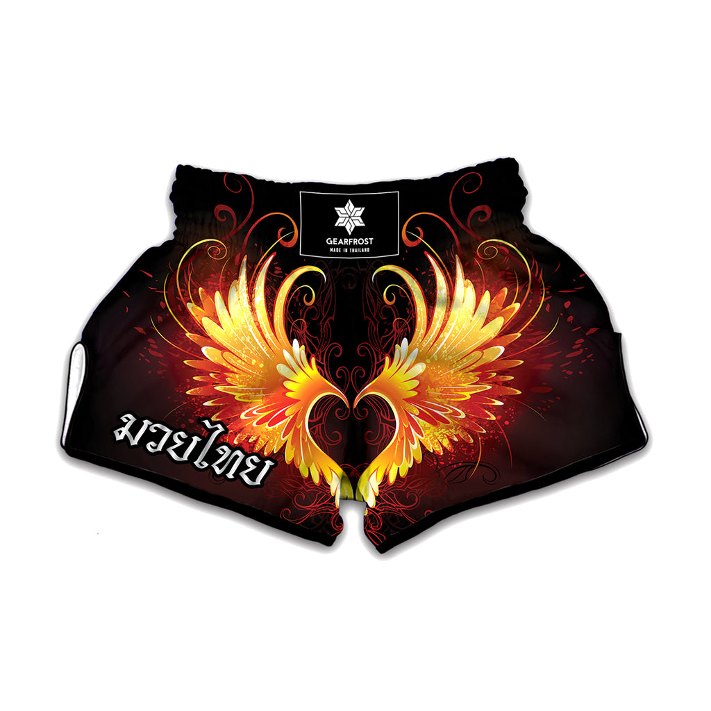 Fire Angel Wings Print Muay Thai Boxing Shorts