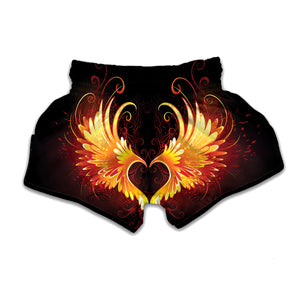 Fire Angel Wings Print Muay Thai Boxing Shorts