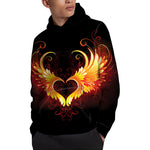 Fire Angel Wings Print Pullover Hoodie