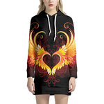 Fire Angel Wings Print Pullover Hoodie Dress