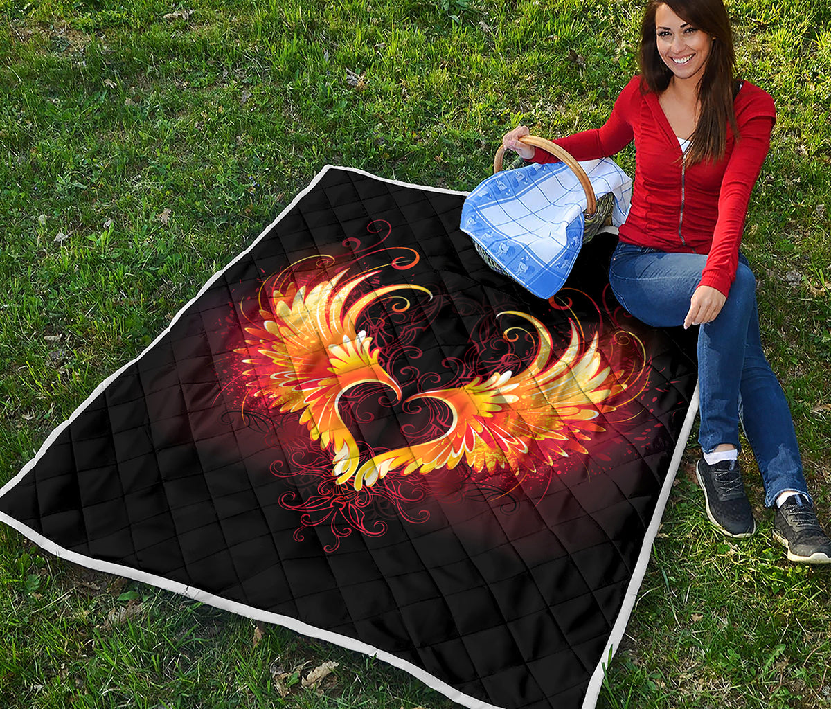 Fire Angel Wings Print Quilt