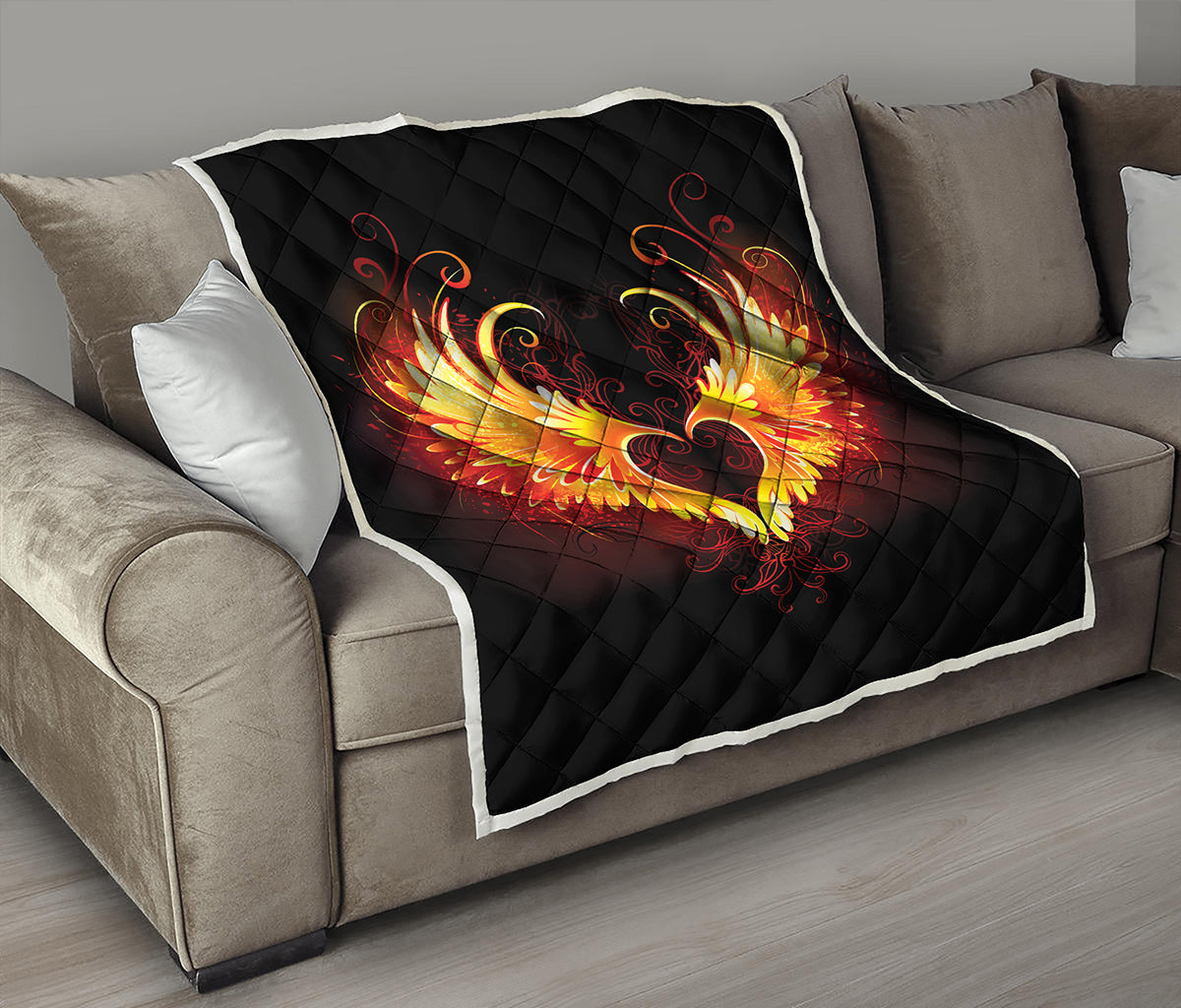 Fire Angel Wings Print Quilt