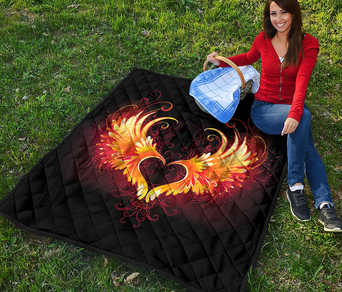 Fire Angel Wings Print Quilt