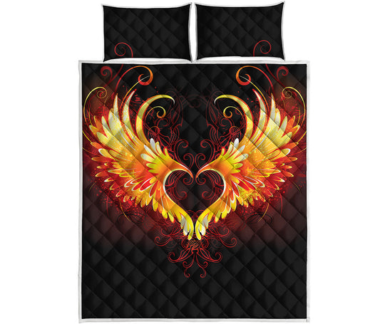 Fire Angel Wings Print Quilt Bed Set