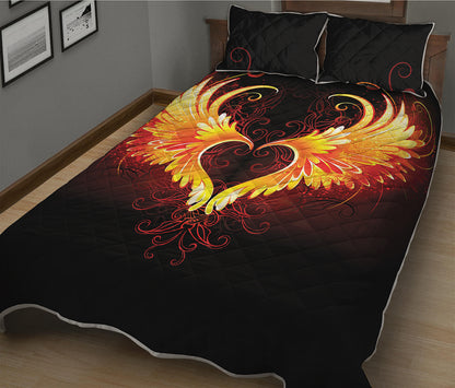 Fire Angel Wings Print Quilt Bed Set