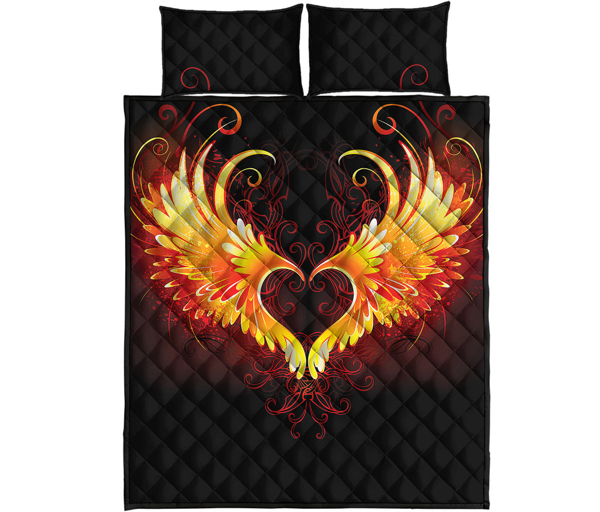 Fire Angel Wings Print Quilt Bed Set