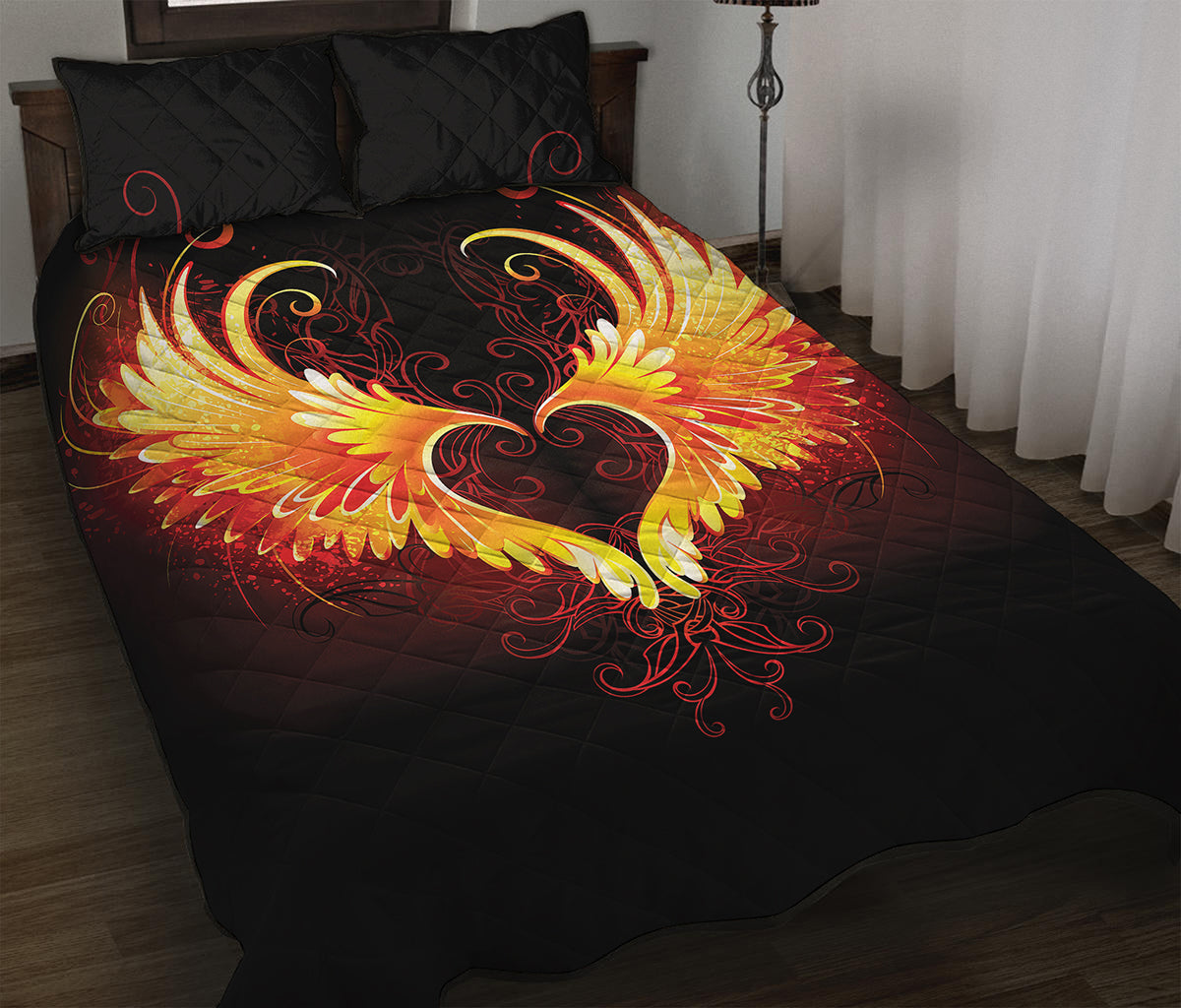 Fire Angel Wings Print Quilt Bed Set