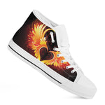 Fire Angel Wings Print White High Top Shoes