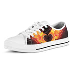 Fire Angel Wings Print White Low Top Shoes