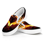 Fire Angel Wings Print White Slip On Shoes