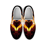 Fire Angel Wings Print White Slip On Shoes